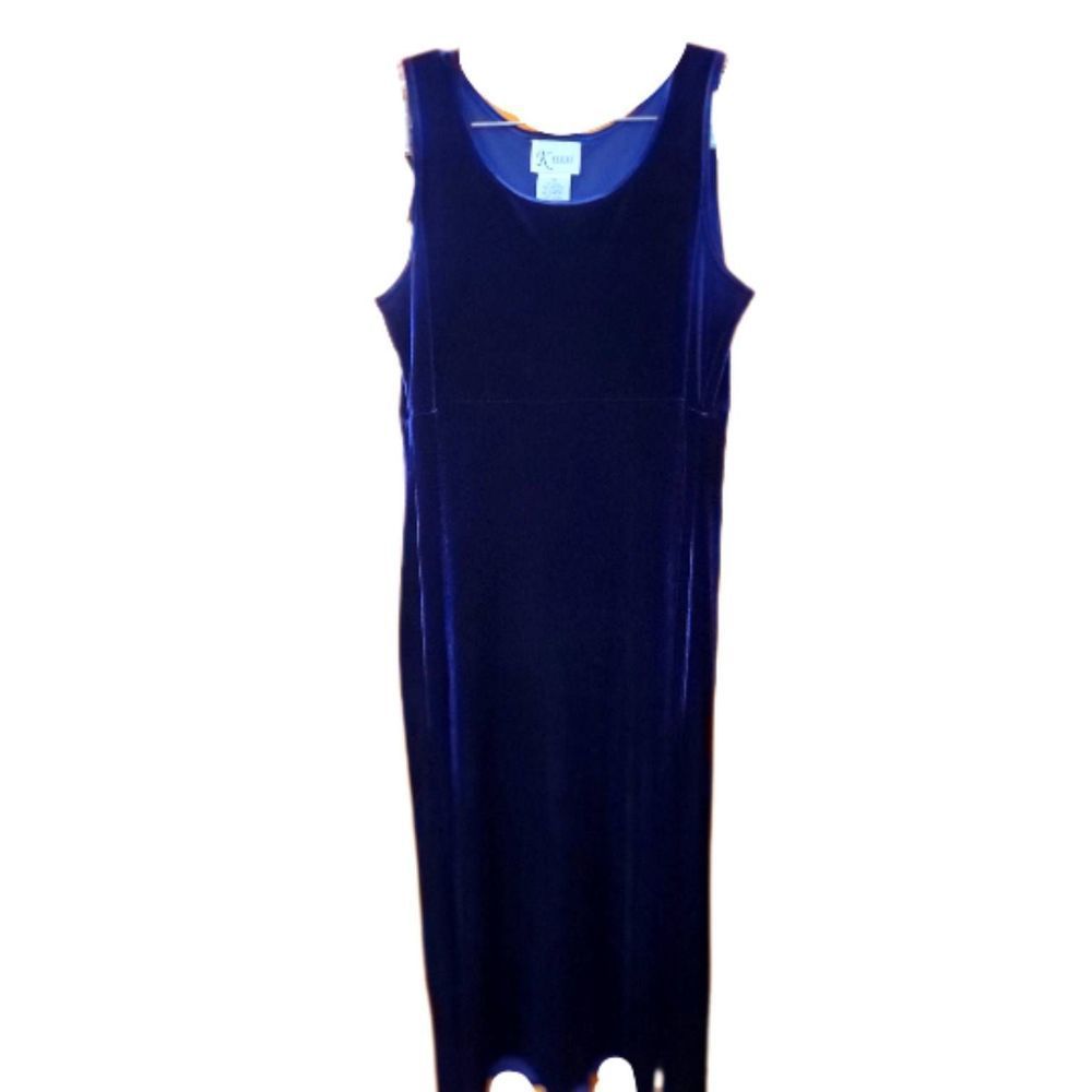 Vintage K Petite purple velvet full length dress size 12p sleeveless